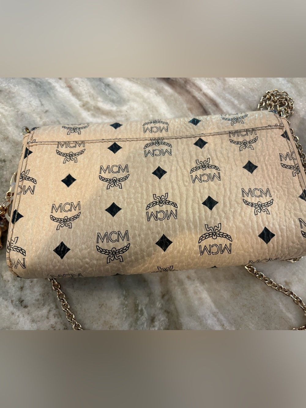 MCM PATRICIA CROSSBODY with chain  CREAM VISETOS 9x6 - Picture 6 of 9